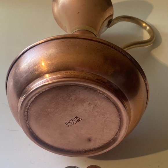 Vintage Metal Copper and Brass Serving Pitcher, 9" x 6", Made in England - Picture 2 of 5